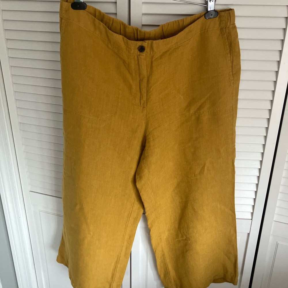 J. Jill Golden Cropped Linen Trousers